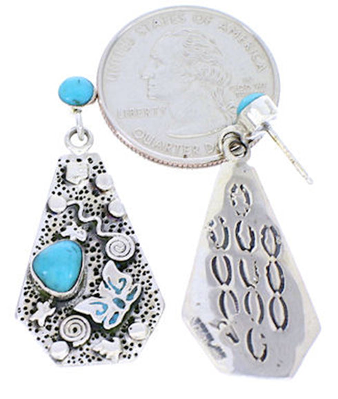 Turquoise Butterfly Sterling Silver Post Dangle Earrings AW71121